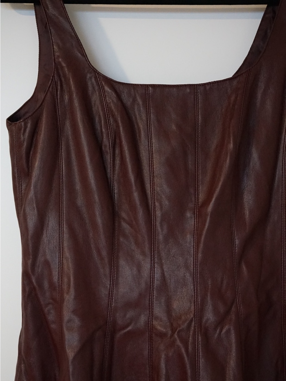 7 For All Mankind Brown Leather Midi Dress - Picture 3 of 7
